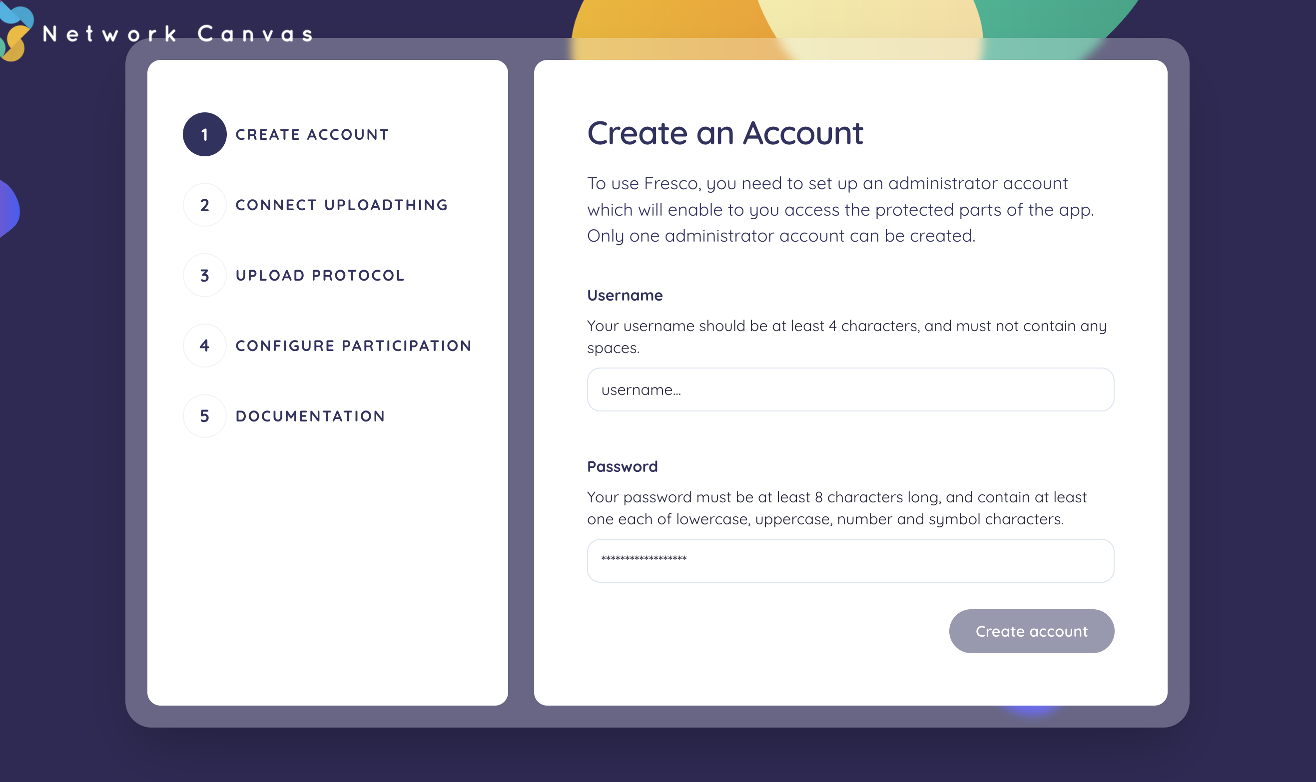 Enter a username and password