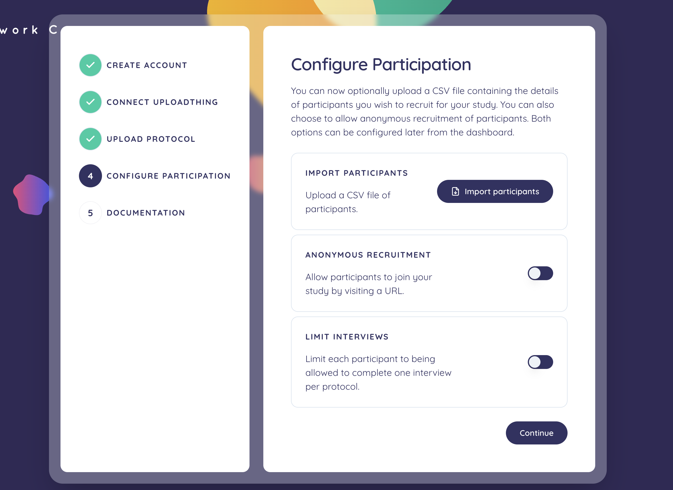 Import participants and optionally allow anonymous recruitment