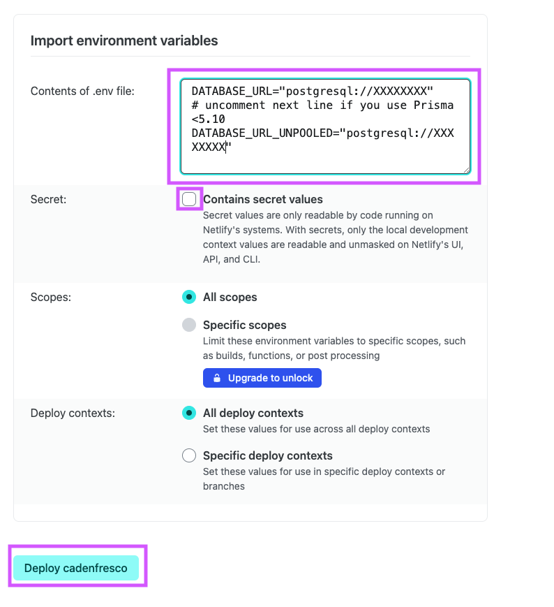 When you paste your variables, they will be added automatically